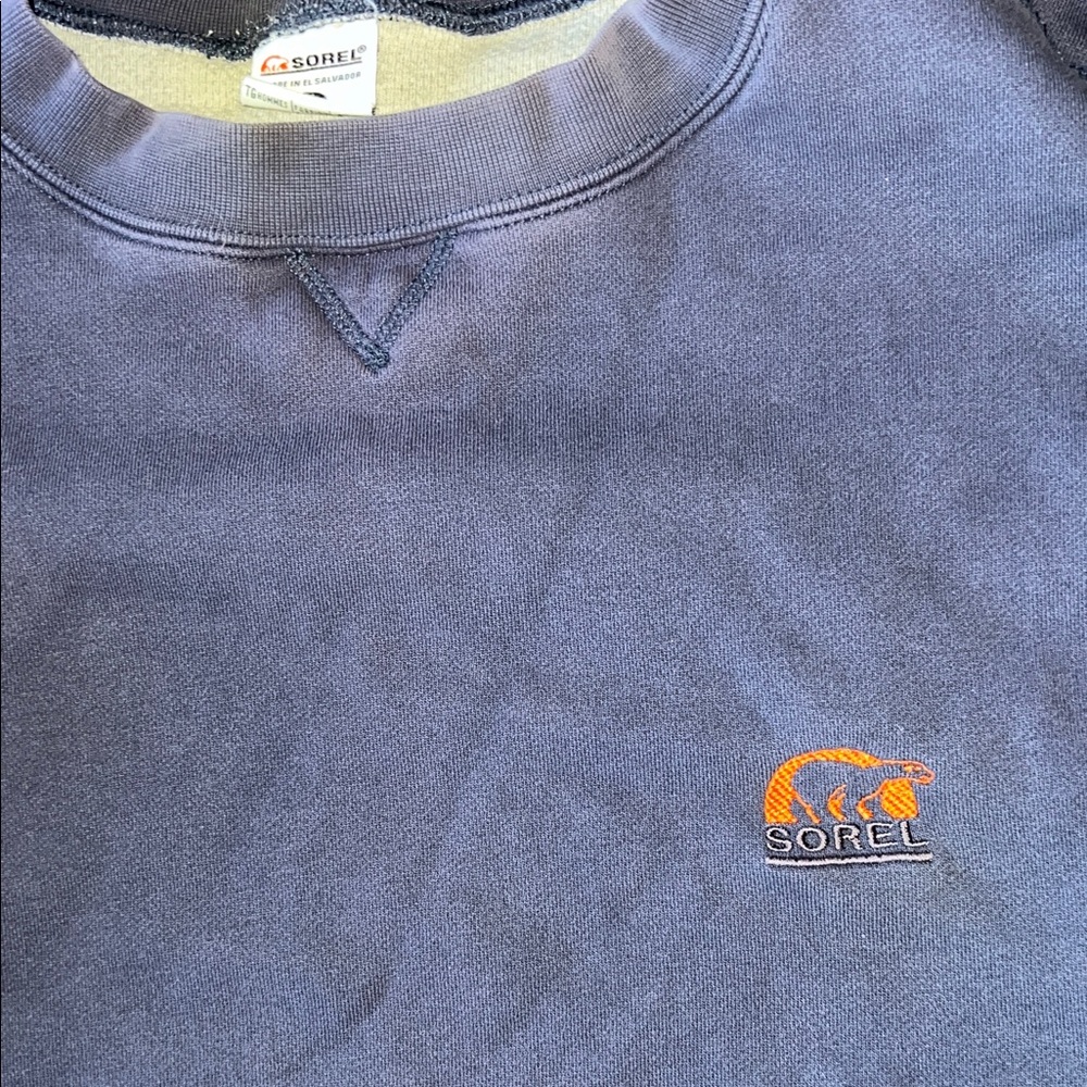 Sorel Slate Blue Crewneck Sweatshirt with Orange Logo